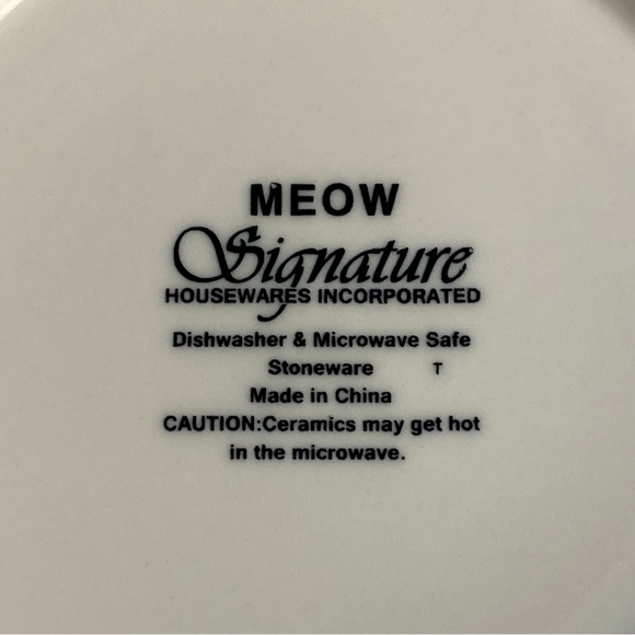 Cat Bowls Signature MEOW Peach White Ceramic Kitty Food Drink EUC 4.5” - Picture 7 of 16